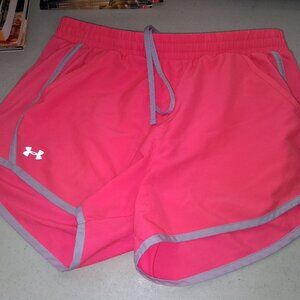 Under Armour Heatgear Women's Athletic Running Shorts Small Loose Fit Pink/Gray